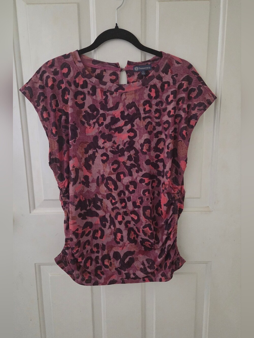 Democracy Pink Animal Print  Mesh Top Large